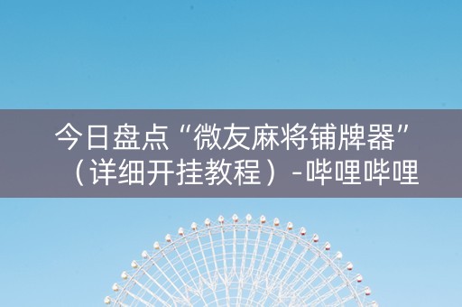 今日盘点“微友麻将铺牌器”（详细开挂教程）-哔哩哔哩
