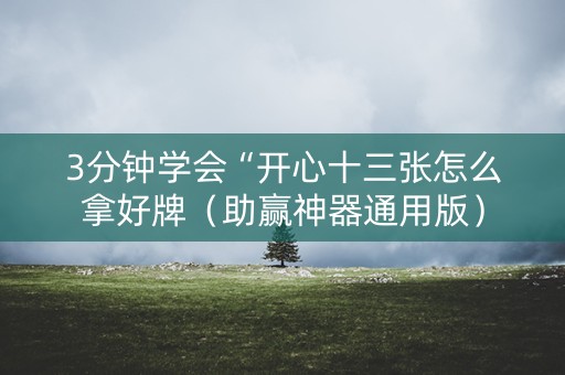 3分钟学会“开心十三张怎么拿好牌（助赢神器通用版）