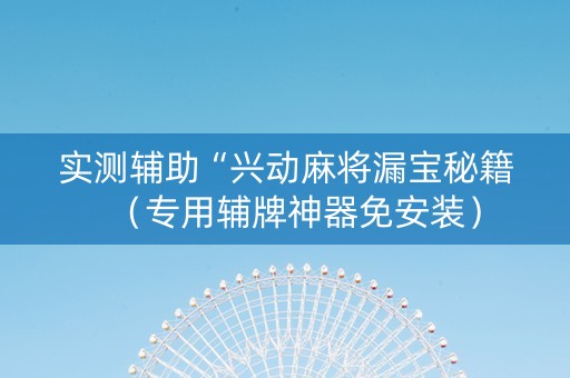 实测辅助“兴动麻将漏宝秘籍（专用辅牌神器免安装）