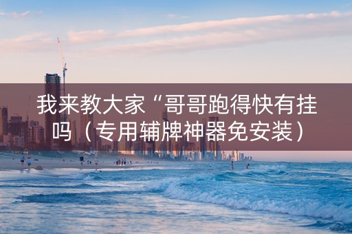 我来教大家“哥哥跑得快有挂吗（专用辅牌神器免安装）