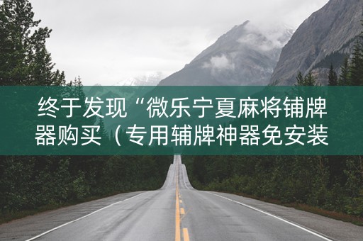 终于发现“微乐宁夏麻将铺牌器购买（专用辅牌神器免安装）