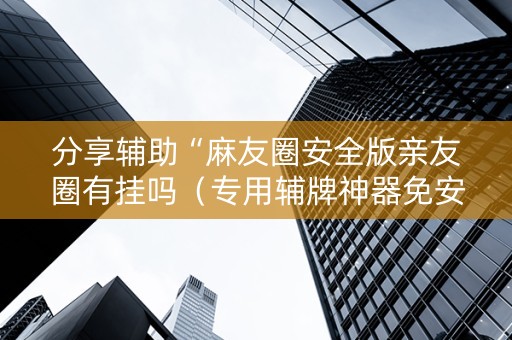 分享辅助“麻友圈安全版亲友圈有挂吗（专用辅牌神器免安装）