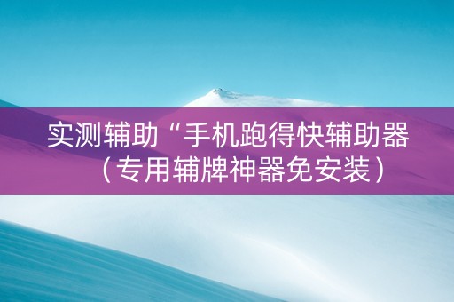实测辅助“手机跑得快辅助器（专用辅牌神器免安装）