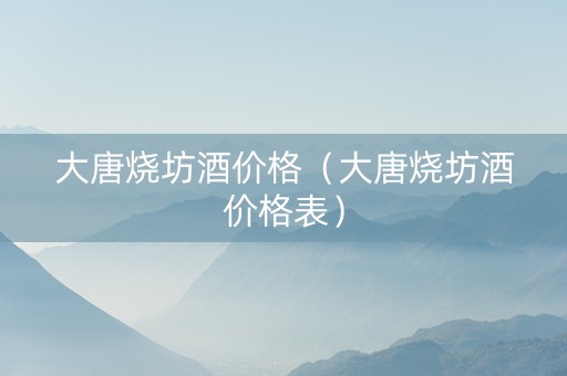 大唐烧坊酒价格（大唐烧坊酒价格表）