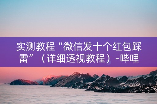 实测教程“微信发十个红包踩雷”（详细透视教程）-哔哩哔哩