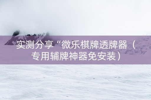 实测分享“微乐棋牌透牌器（专用辅牌神器免安装）