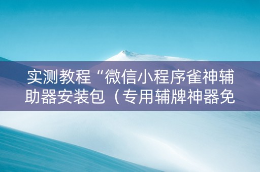 实测教程“微信小程序雀神辅助器安装包（专用辅牌神器免安装）