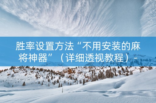 胜率设置方法“不用安装的麻将神器”（详细透视教程）-哔哩哔哩