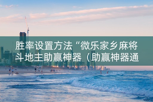 胜率设置方法“微乐家乡麻将斗地主助赢神器（助赢神器通用版）