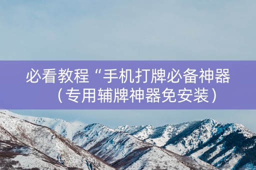 必看教程“手机打牌必备神器（专用辅牌神器免安装）