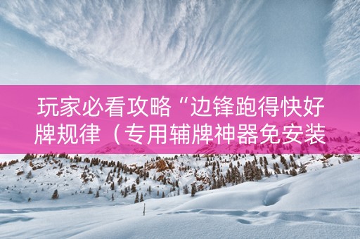 玩家必看攻略“边锋跑得快好牌规律（专用辅牌神器免安装）