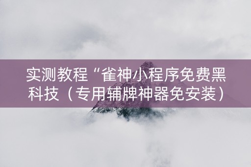 实测教程“雀神小程序免费黑科技（专用辅牌神器免安装）