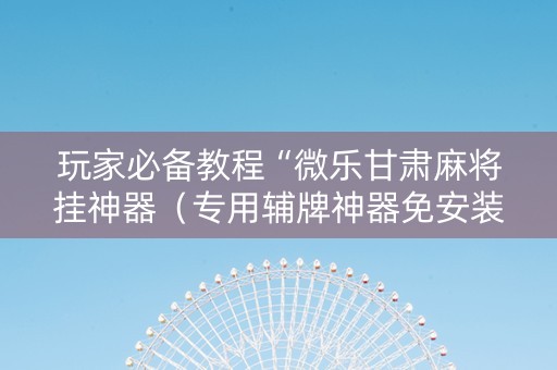 玩家必备教程“微乐甘肃麻将挂神器（专用辅牌神器免安装）