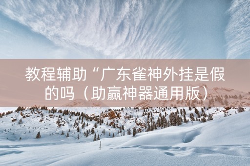 教程辅助“广东雀神外挂是假的吗（助赢神器通用版）