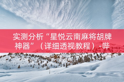 实测分析“星悦云南麻将胡牌神器”（详细透视教程）-哔哩哔哩