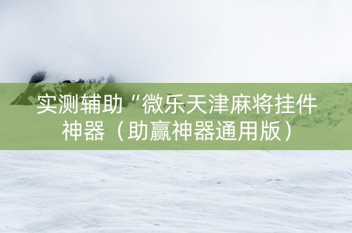 实测辅助“微乐天津麻将挂件神器（助赢神器通用版）