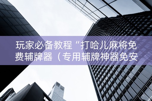 玩家必备教程“打哈儿麻将免费辅牌器（专用辅牌神器免安装）