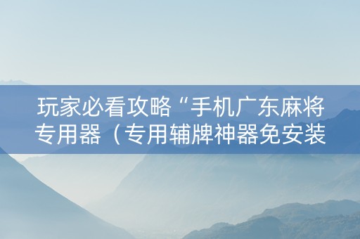玩家必看攻略“手机广东麻将专用器（专用辅牌神器免安装）