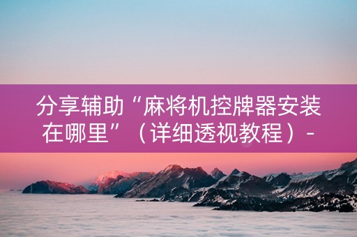 分享辅助“麻将机控牌器安装在哪里”（详细透视教程）-哔哩哔哩