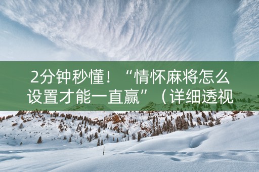 2分钟秒懂！“情怀麻将怎么设置才能一直赢”（详细透视教程）-哔哩哔哩
