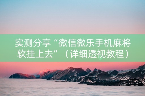 实测分享“微信微乐手机麻将软挂上去”（详细透视教程）-哔哩哔哩