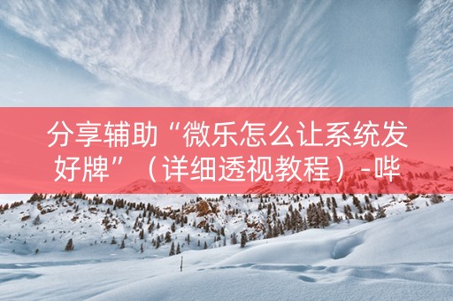 分享辅助“微乐怎么让系统发好牌”（详细透视教程）-哔哩哔哩