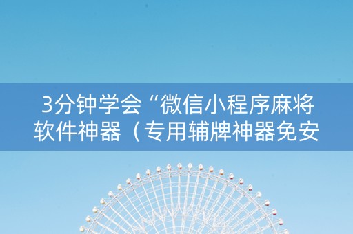 3分钟学会“微信小程序麻将软件神器（专用辅牌神器免安装）