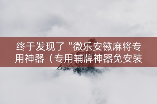 终于发现了“微乐安徽麻将专用神器（专用辅牌神器免安装）
