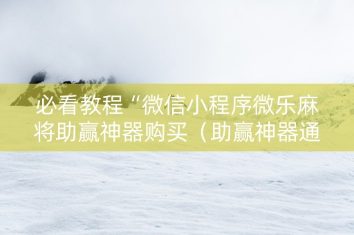 必看教程“微信小程序微乐麻将助赢神器购买（助赢神器通用版）