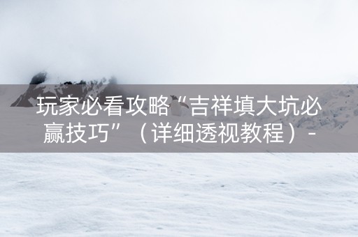 玩家必看攻略“吉祥填大坑必赢技巧”（详细透视教程）-哔哩哔哩