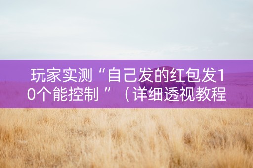玩家实测“自己发的红包发10个能控制 ”（详细透视教程）-哔哩哔哩