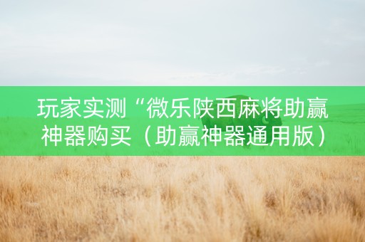 玩家实测“微乐陕西麻将助赢神器购买（助赢神器通用版）