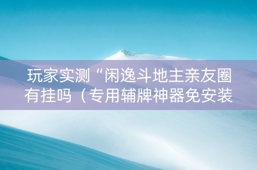 玩家实测“闲逸斗地主亲友圈有挂吗（专用辅牌神器免安装）
