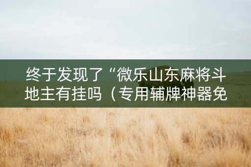终于发现了“微乐山东麻将斗地主有挂吗（专用辅牌神器免安装）