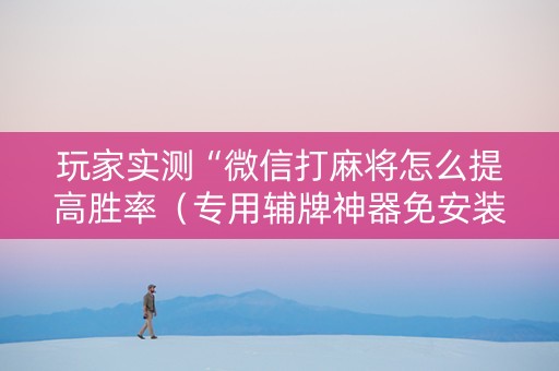 玩家实测“微信打麻将怎么提高胜率（专用辅牌神器免安装）