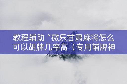 详细阅读:教程辅助“微乐甘肃麻将怎么可以胡牌几率高(专用辅牌神器免安装) 教程辅助“微乐甘肃麻将怎么可以胡牌几率高(专用辅牌神器免安装)