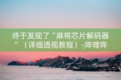 终于发现了“麻将芯片解码器”（详细透视教程）-哔哩哔哩