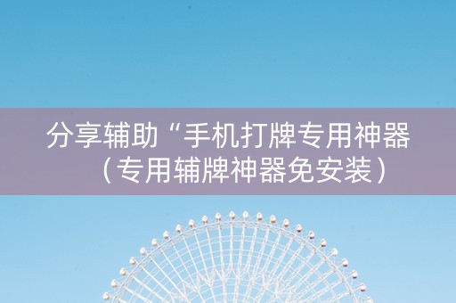 分享辅助“手机打牌专用神器（专用辅牌神器免安装）