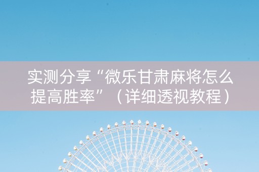 实测分享“微乐甘肃麻将怎么提高胜率”（详细透视教程）-哔哩哔哩