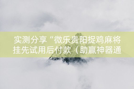 实测分享“微乐贵阳捉鸡麻将挂先试用后付款（助赢神器通用版）