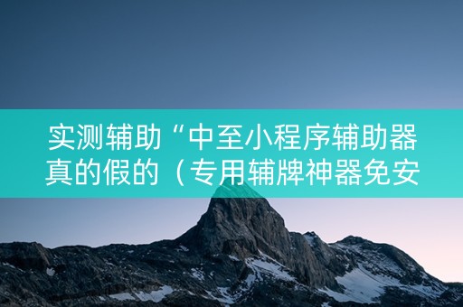 实测辅助“中至小程序辅助器真的假的（专用辅牌神器免安装）
