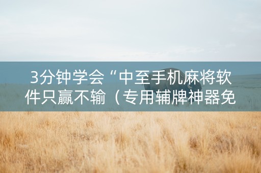 3分钟学会“中至手机麻将软件只赢不输（专用辅牌神器免安装）