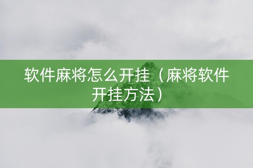 软件麻将怎么开挂（麻将软件开挂方法）