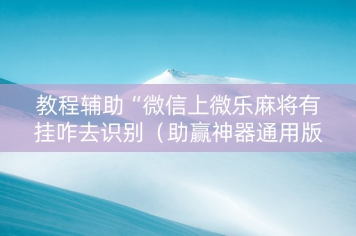 教程辅助“微信上微乐麻将有挂咋去识别（助赢神器通用版）