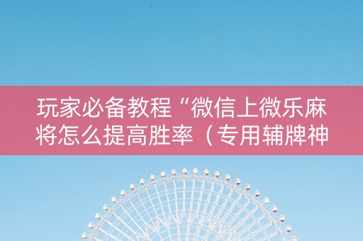 玩家必备教程“微信上微乐麻将怎么提高胜率（专用辅牌神器免安装）