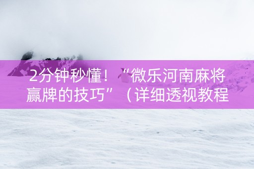 2分钟秒懂！“微乐河南麻将赢牌的技巧”（详细透视教程）-哔哩哔哩