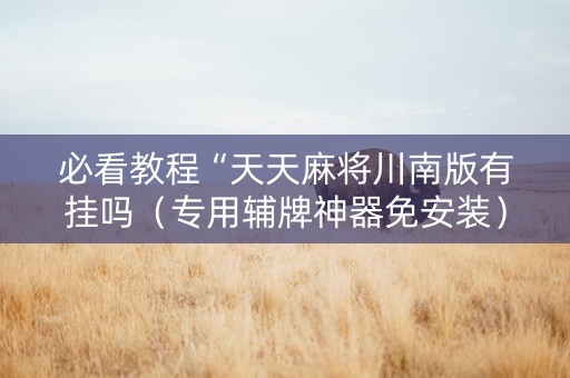 必看教程“天天麻将川南版有挂吗（专用辅牌神器免安装）