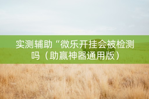 实测辅助“微乐开挂会被检测吗（助赢神器通用版）