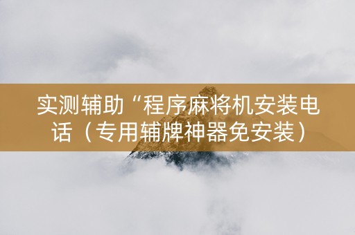 实测辅助“程序麻将机安装电话（专用辅牌神器免安装）