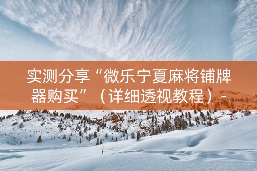 实测分享“微乐宁夏麻将铺牌器购买”（详细透视教程）-哔哩哔哩